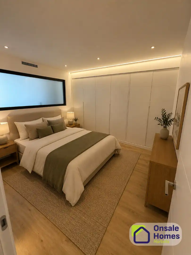 Schlafzimmer von Wohnungen zum Verkauf in Marbella mit Klimaanlage, Privatgarten und Abstellraum