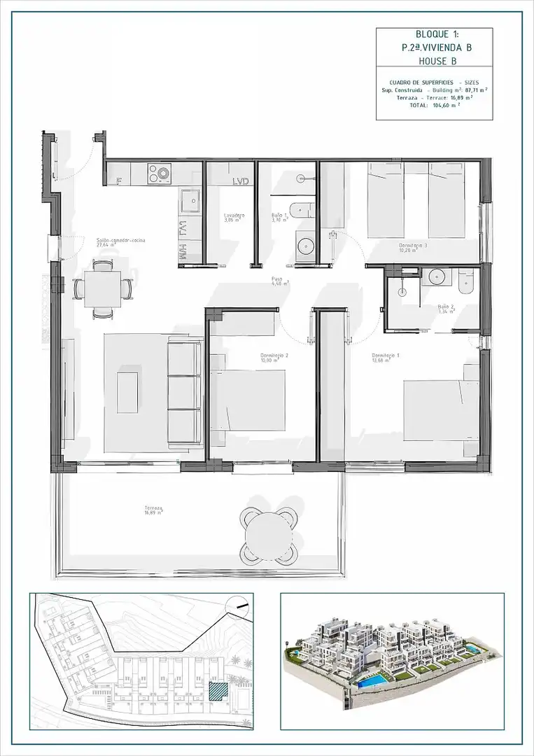 Appartement compact avec terrasse à vendre à Las Salinas, imagen 14
