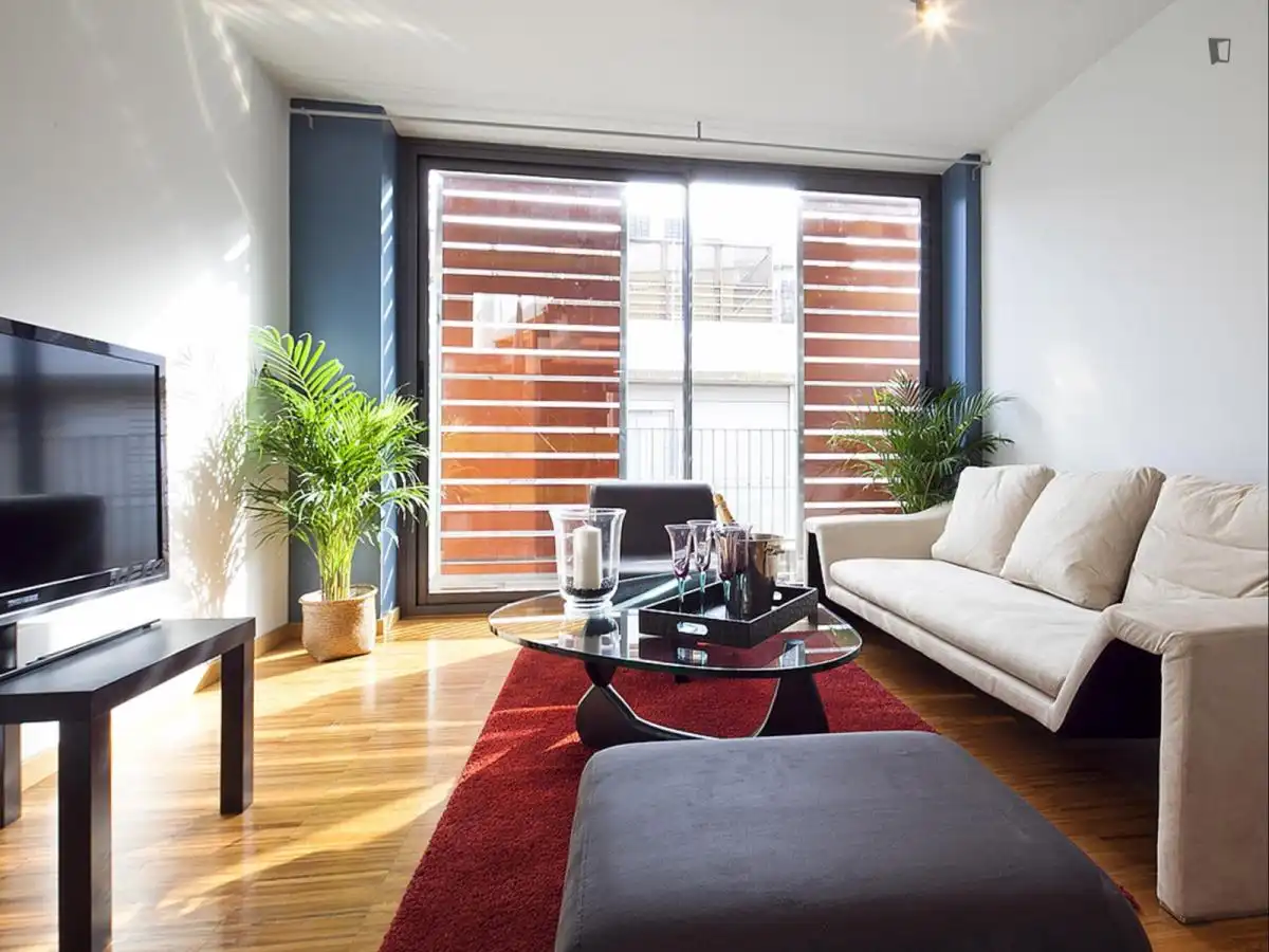 Sala de estar de Apartamento de alquiler en Barcelona con Aire acondicionado, Calefacción y Amueblado