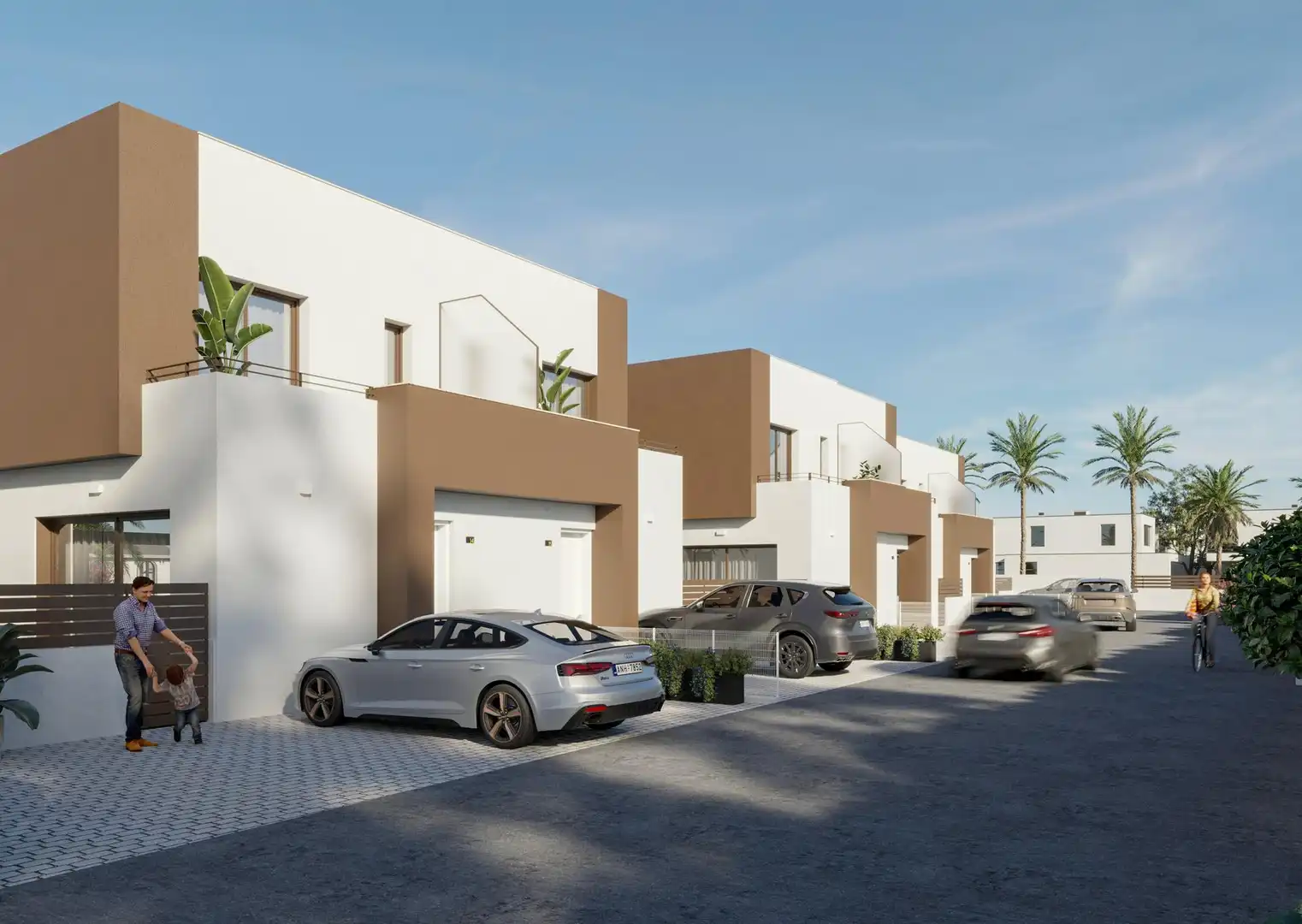 Vista exterior de Casa adosada en venta en Elche / Elx con Piscina comunitaria