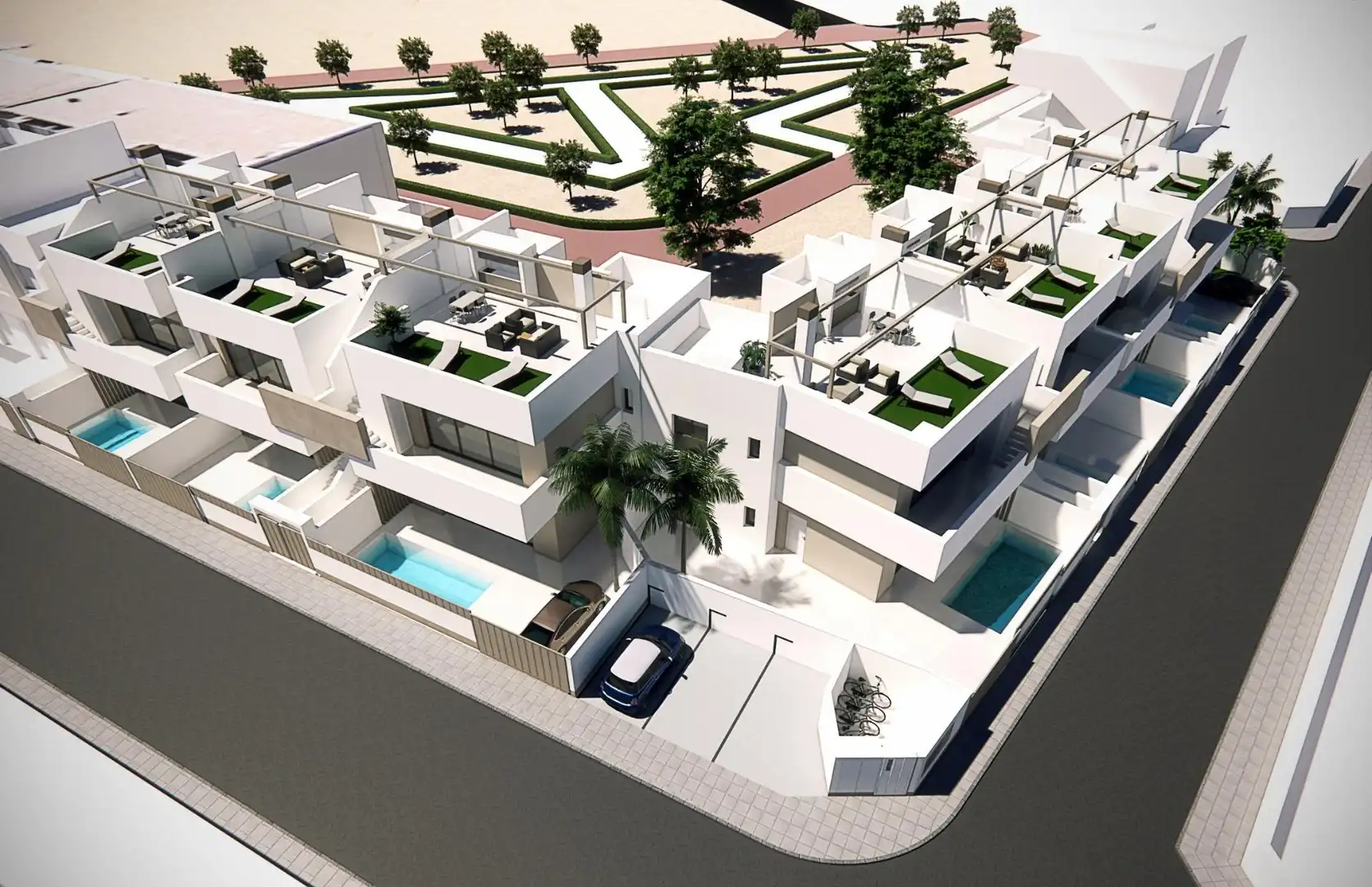 Vista exterior de Casa o xalet en venda en Pilar de la Horadada amb Jardí privat, Terrassa i Piscina