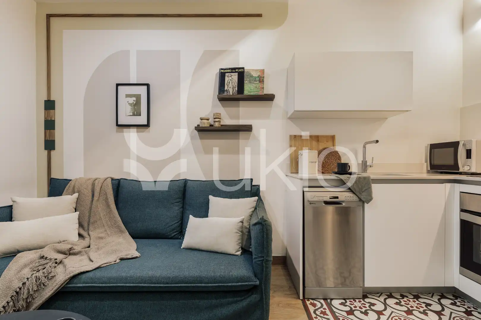 Sala de estar de Apartamento de alquiler en Barcelona con Aire acondicionado, Calefacción y Terraza