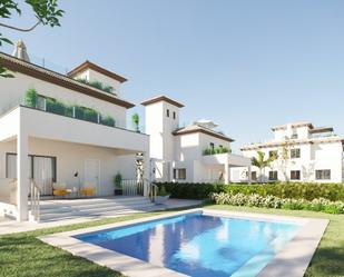 Exterior view of Single-family semi-detached for sale in Alicante / Alacant  with Air Conditioner, Terrace and Swimming Pool