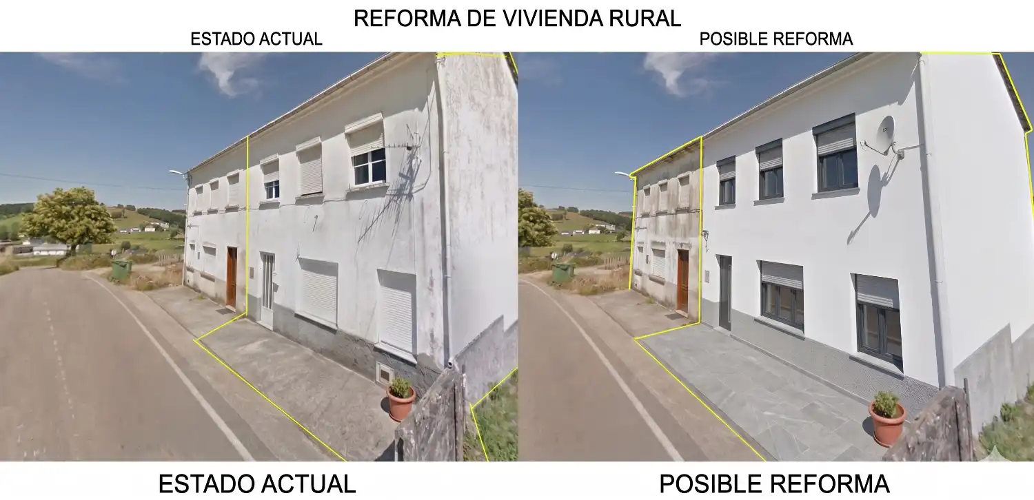 Vista exterior de Casa adosada en venda en San Martín de Oscos amb Traster i Moblat