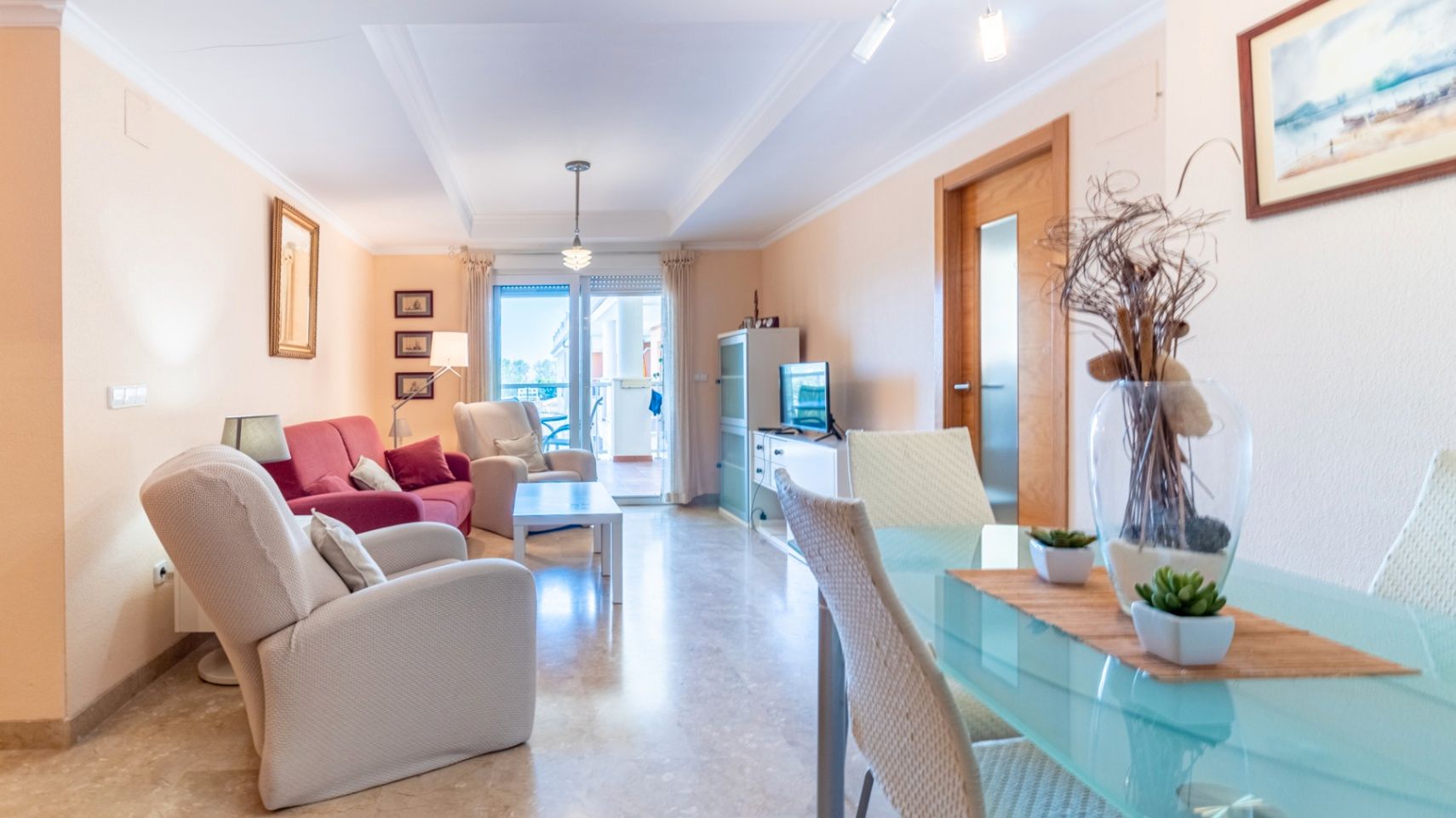 Sala d'estar de Apartament en venda en Dénia amb Aire condicionat, Calefacció i Jardí privat