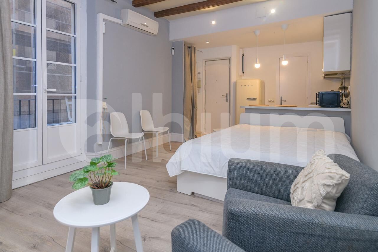 Dormitori de Estudi de lloguer en  Barcelona Capital amb Aire condicionat, Balcó i Alarma