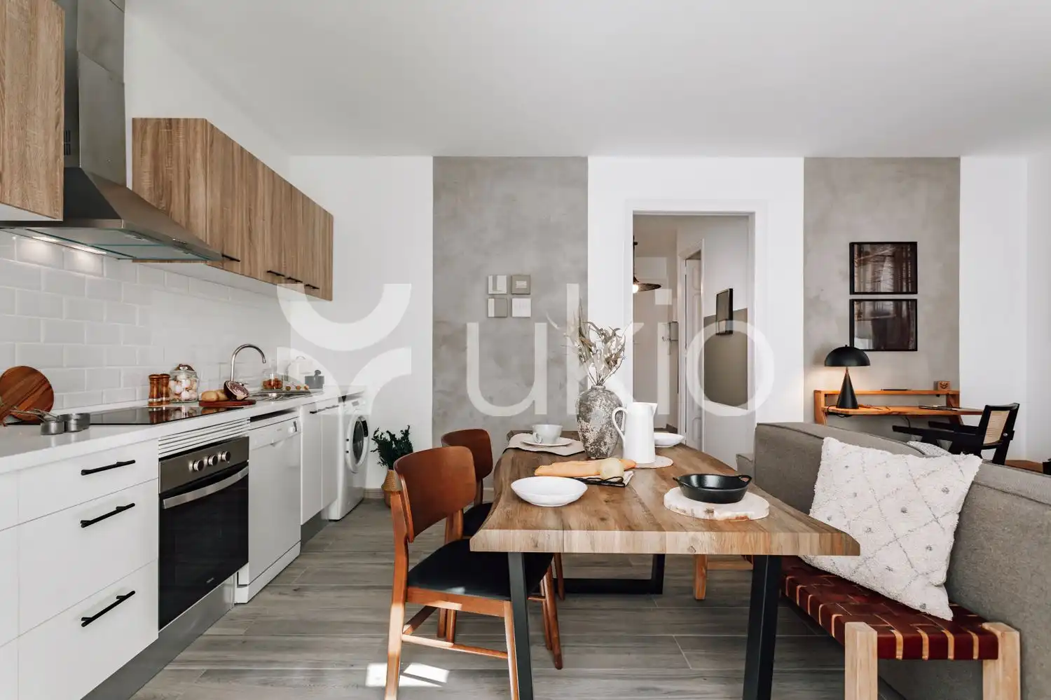 Cuina de Apartament de lloguer en Barcelona amb Aire condicionat, Moblat i Forn