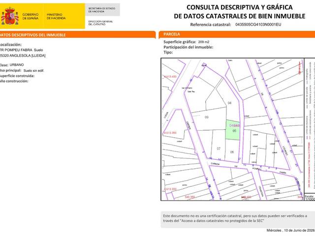 Terreno residencial en Venta en Carrer Pompeu Fabra, 0 en Anglesola