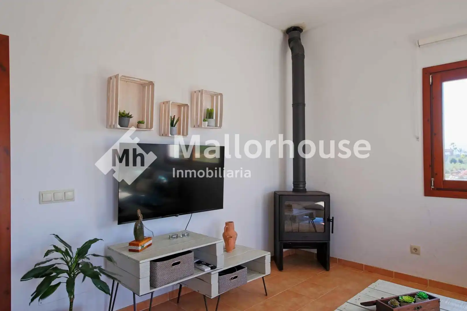 Sala de estar de Casa o chalet de alquiler en Santa Margalida con Aire acondicionado, Jardín privado y Terraza
