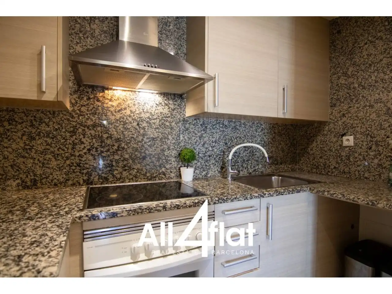 Cocina de Piso de alquiler en Barcelona con Parquet, Terraza y Amueblado