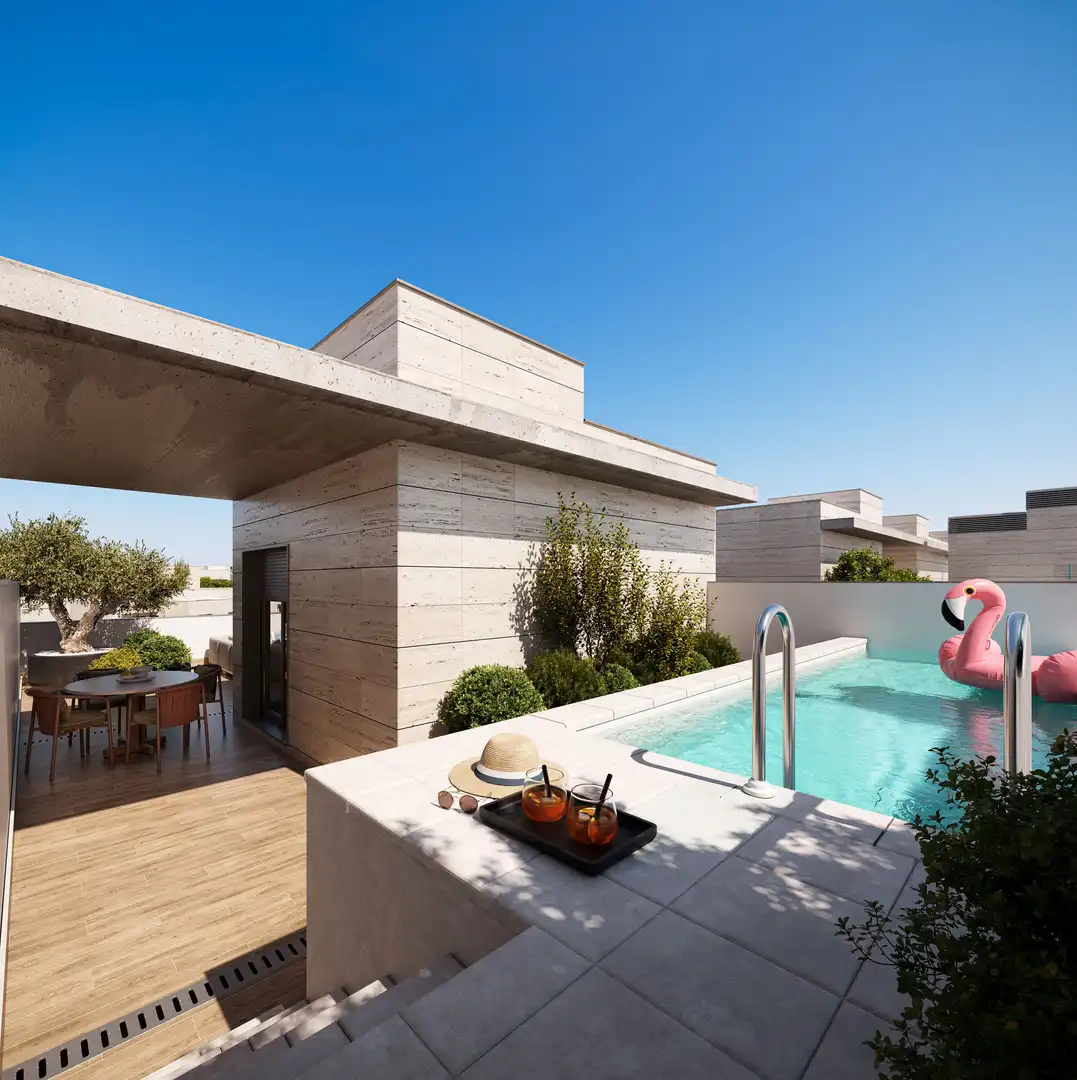 Terraza de Casa adosada en venta en Cuarte de Huerva con Calefacción, Jardín privado y Terraza
