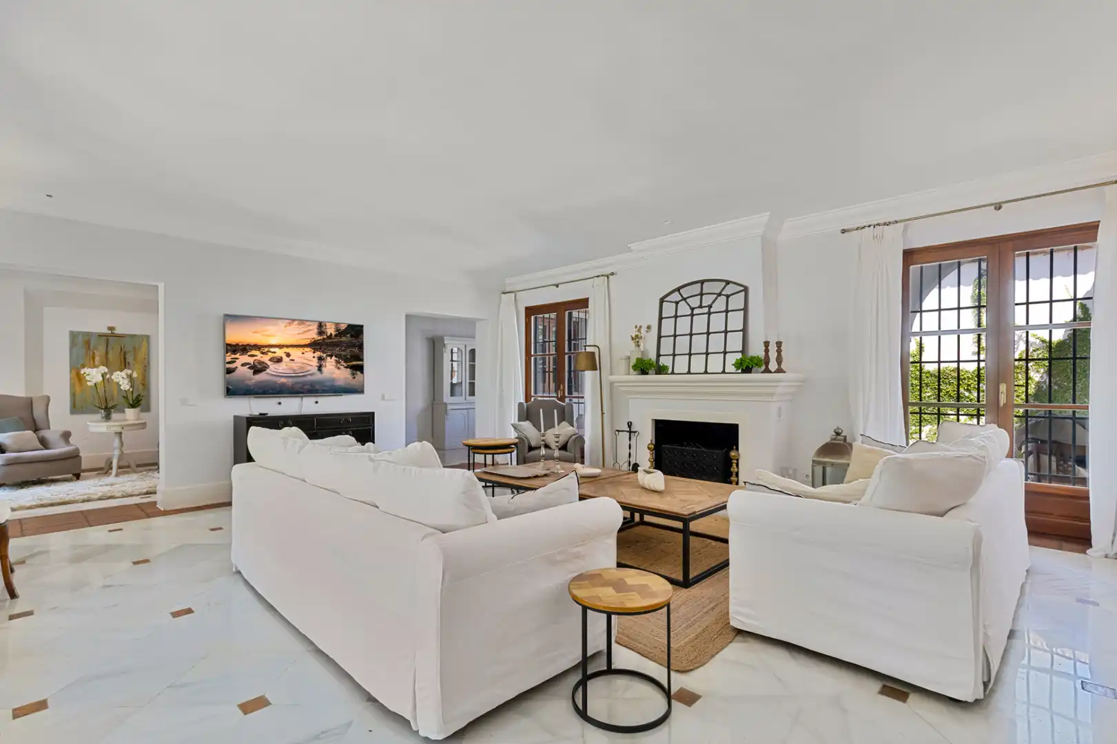 Wohnzimmer von Haus oder Chalet zur Miete in Marbella mit Klimaanlage, Privatgarten und Terrasse