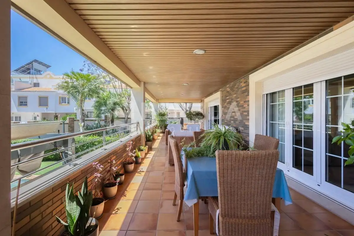 Terraza de Casa o chalet en venta en Roquetas de Mar con Aire acondicionado, Jardín privado y Piscina