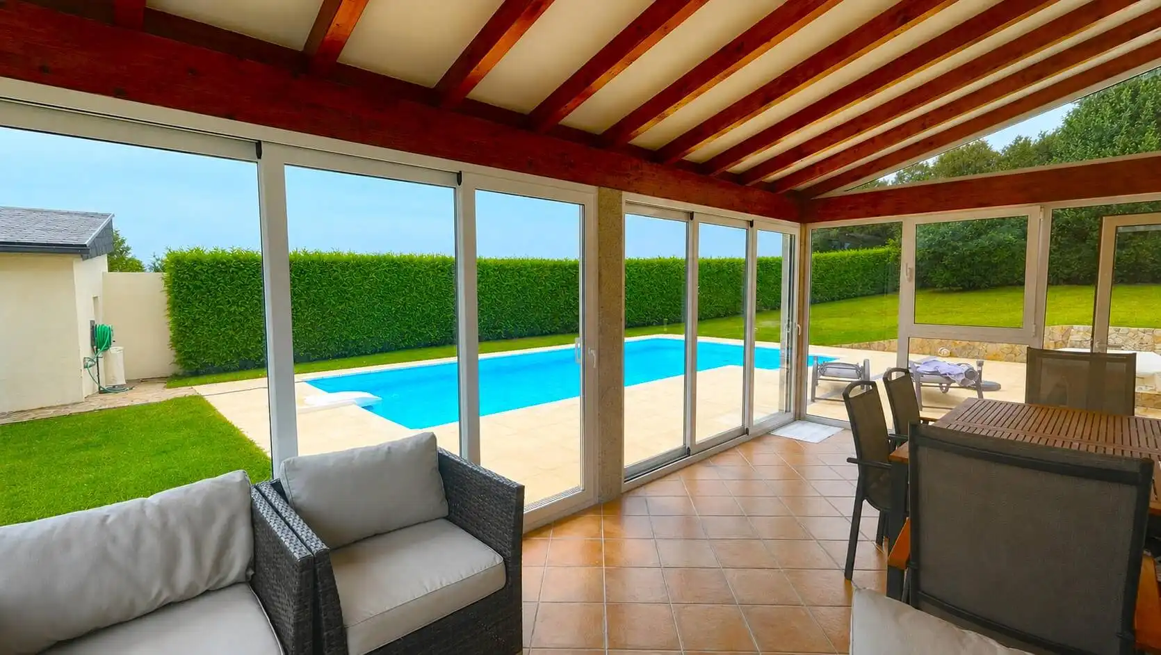 Terraza de Casa o chalet en venta en Santiago de Compostela  con Calefacción, Jardín privado y Terraza