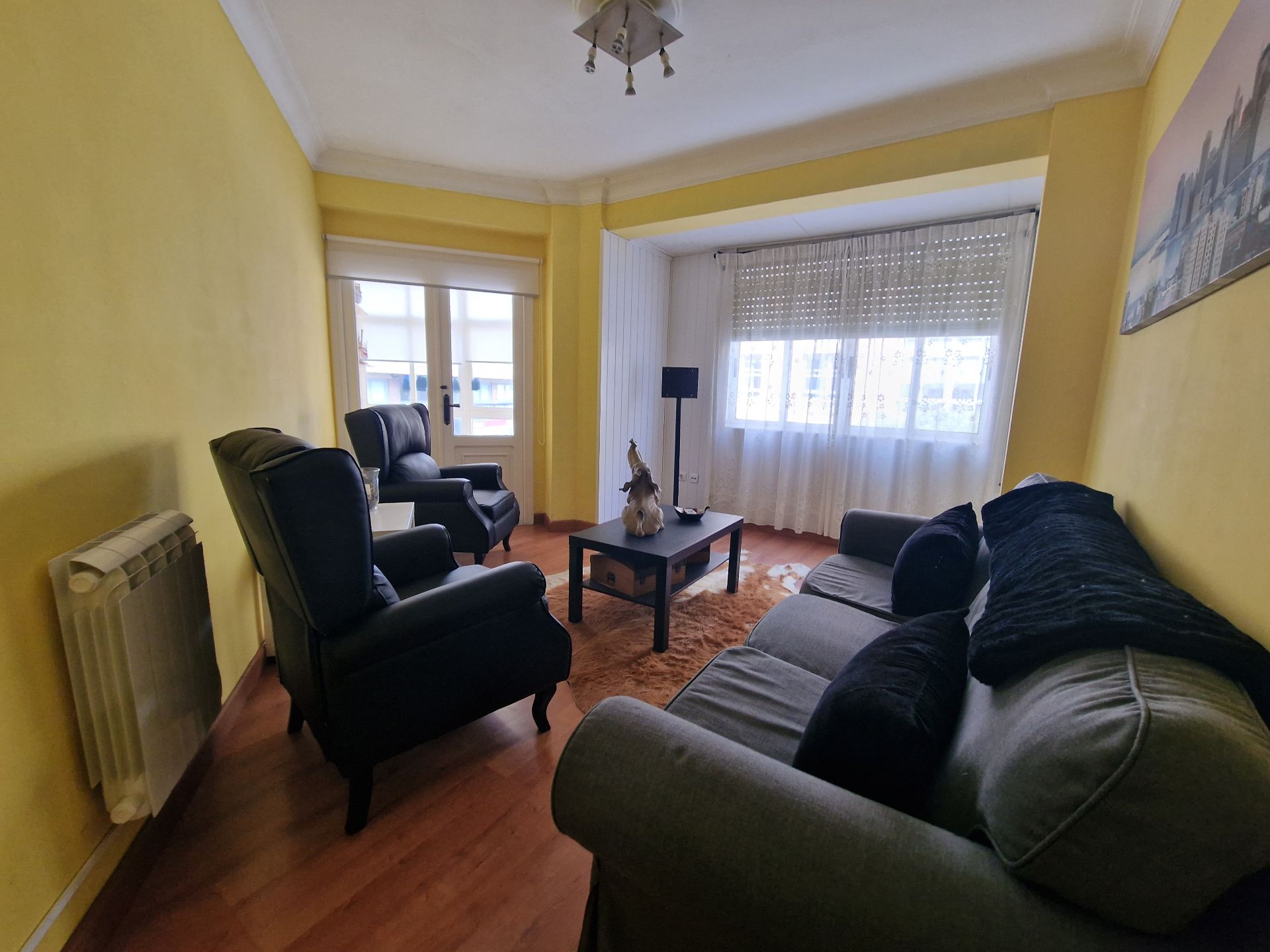 Living room of Flat for sale in Ferrol  with Heating, Terrace and Furnished