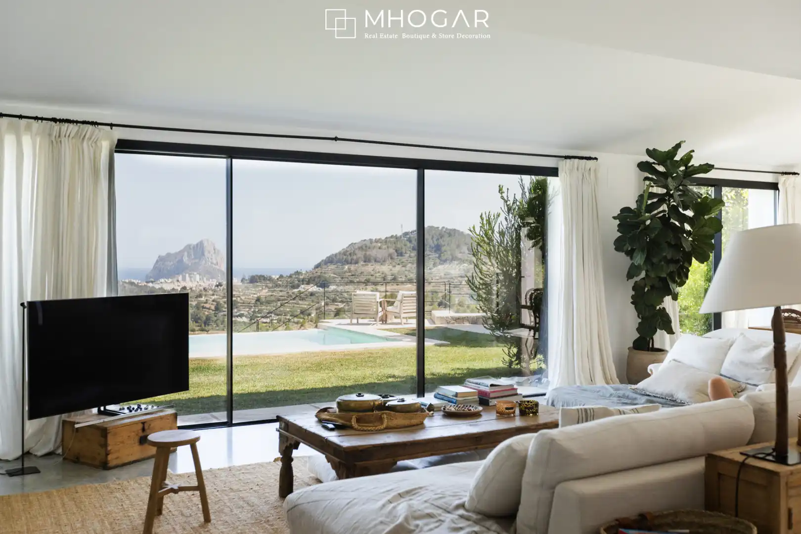 Sala d'estar de Finca rústica de lloguer en Benissa amb Aire condicionat, Calefacció i Jardí privat