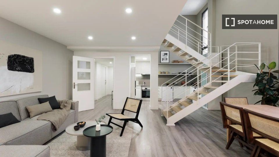 Sala d'estar de Pis de lloguer en  Barcelona Capital amb Aire condicionat, Calefacció i Moblat