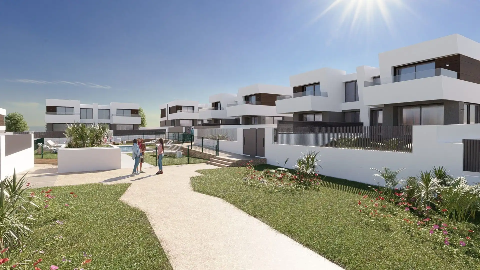 Außenansicht von Einfamilien-Reihenhaus zum Verkauf in Villaviciosa de Odón mit Heizung, Privatgarten und Terrasse