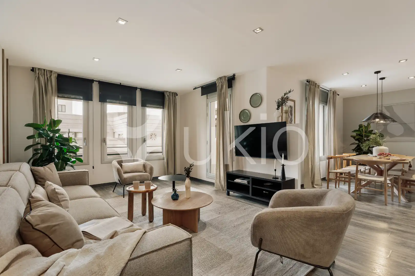 Sala de estar de Apartamento de alquiler en Barcelona con Aire acondicionado, Calefacción y Terraza