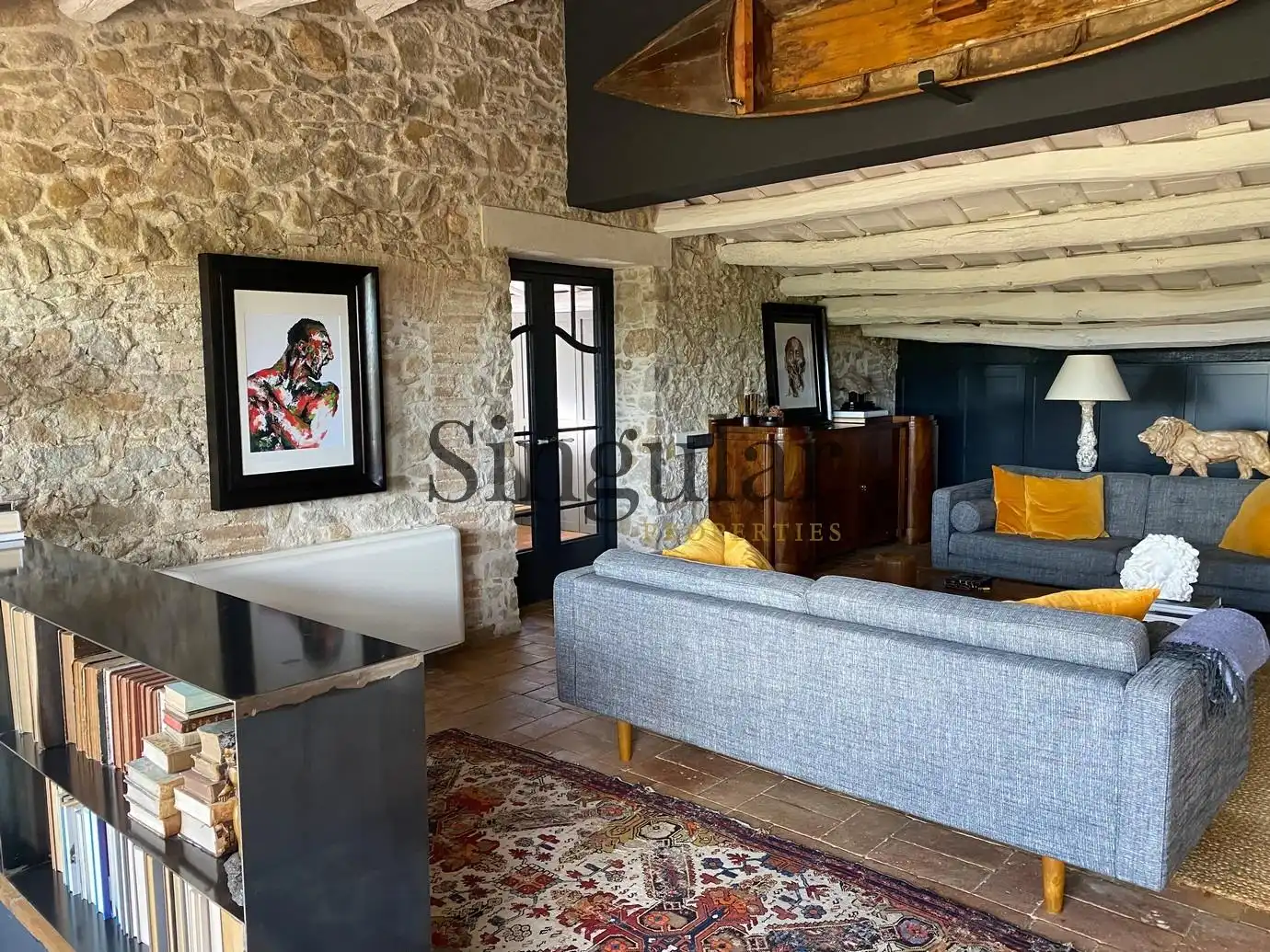 Sala d'estar de Finca rústica en venda en Corçà amb Aire condicionat, Calefacció i Jardí privat
