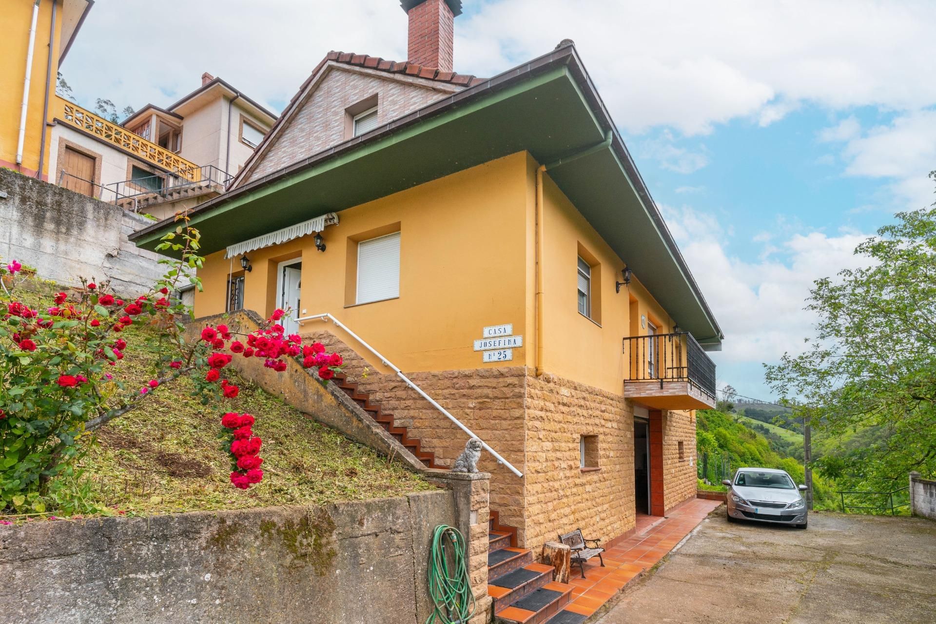 Vista exterior de Casa o xalet en venda en Tineo amb Calefacció, Jardí privat i Terrassa