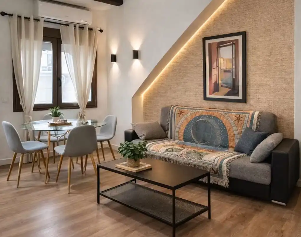 Sala de estar de Apartamento de alquiler en Valencia con Aire acondicionado, Calefacción y Jardín privado