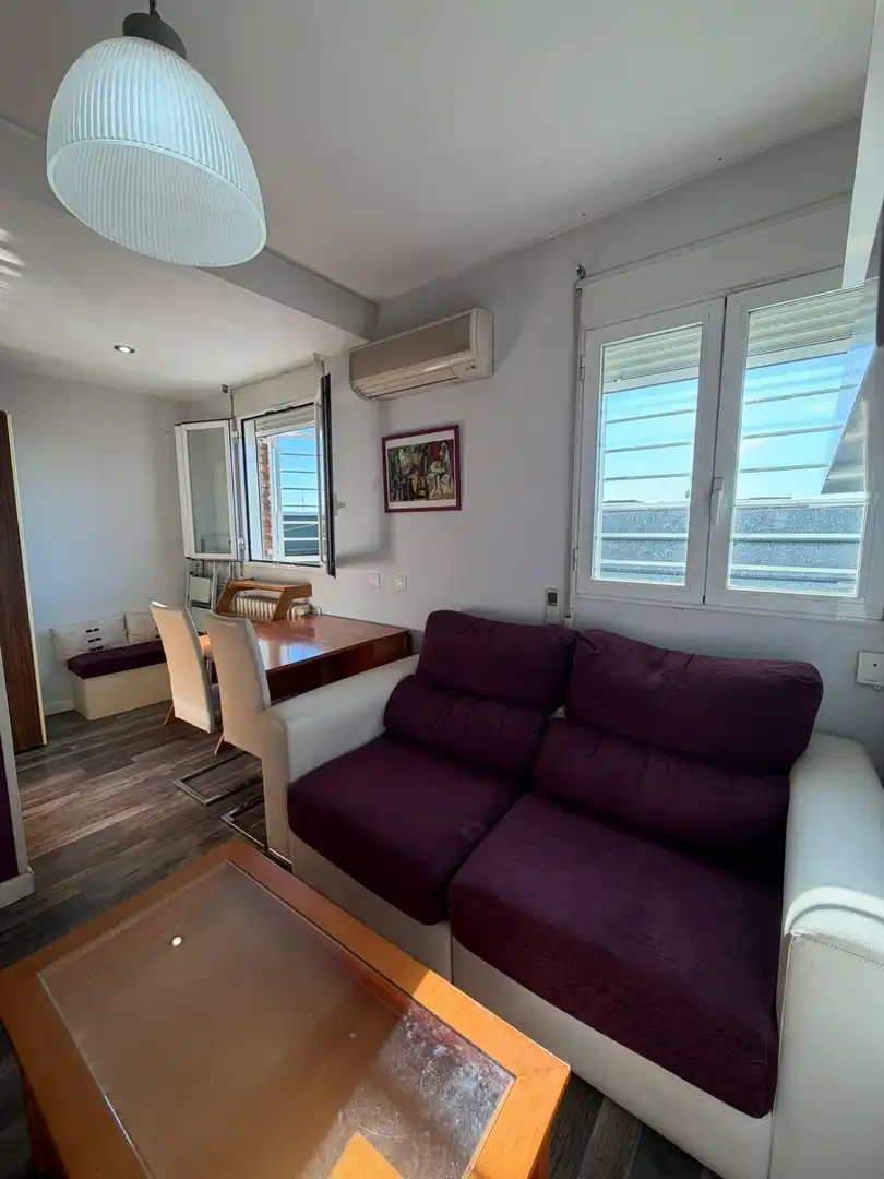 Sala d'estar de Àtic de lloguer en Madrid amb Aire condicionat, Calefacció i Moblat