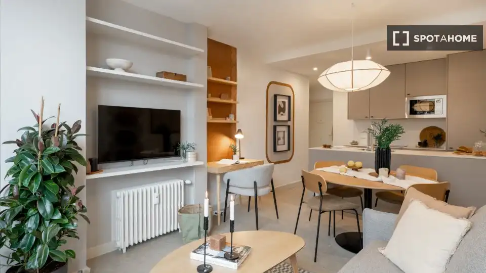 Sala d'estar de Apartament per a compartir en Madrid amb Aire condicionat, Terrassa i Moblat