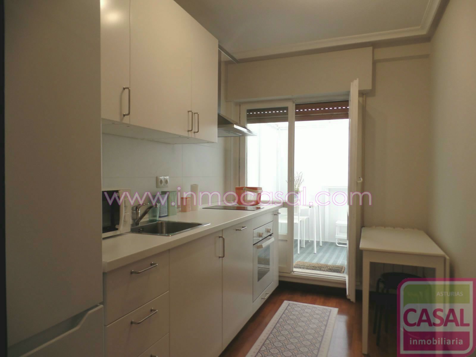 Kitchen of Flat to rent in Oviedo   with Heating, Terrace and Furnished
