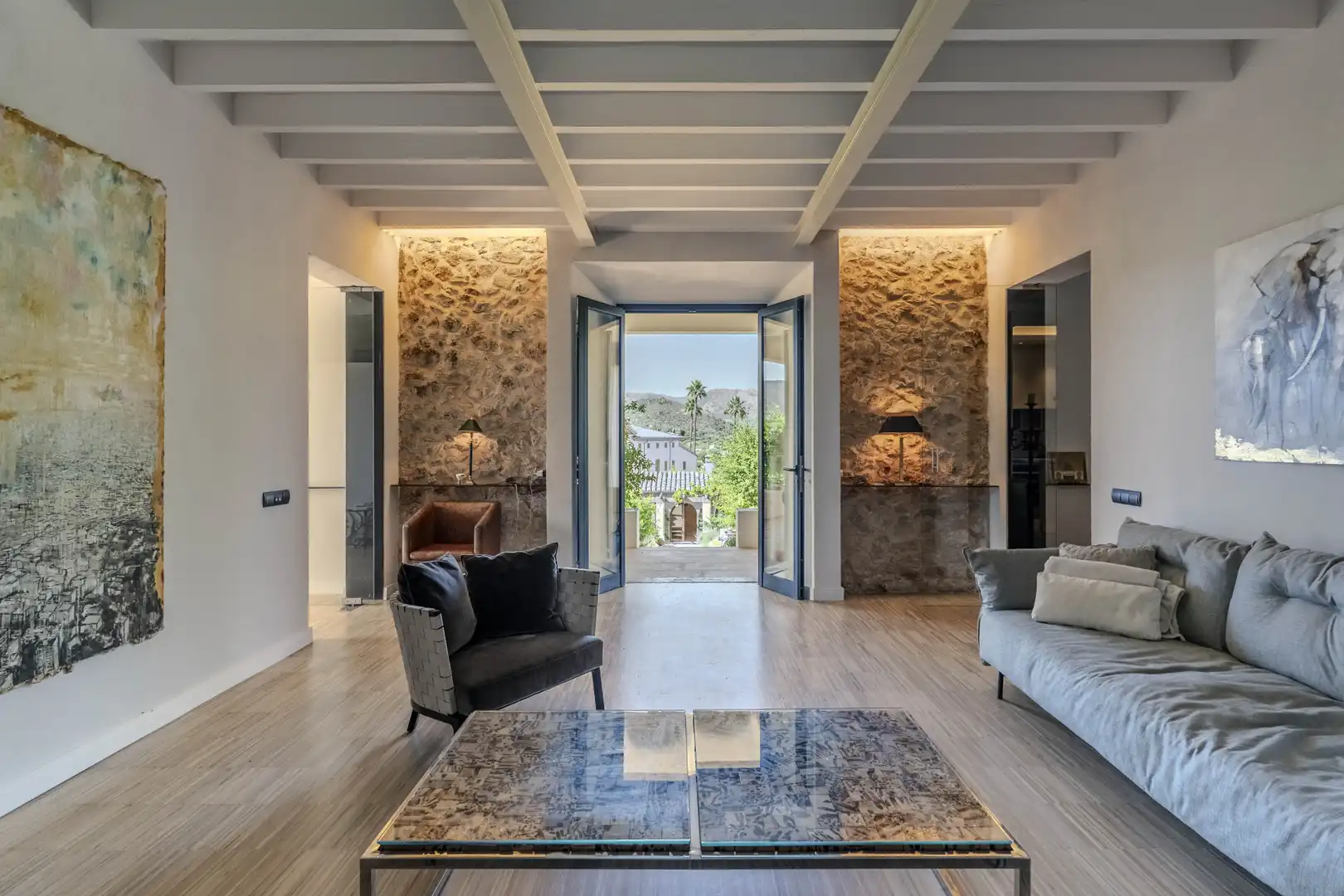 Wohnzimmer von Erdgeschoss zum Verkauf in  Palma de Mallorca mit Klimaanlage, Heizung und Privatgarten