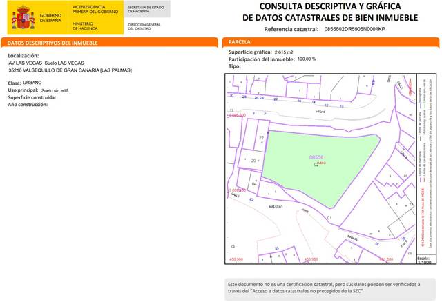 Terreno residencial en Venta en LAS VEGAS en Valsequillo de Gran Canaria