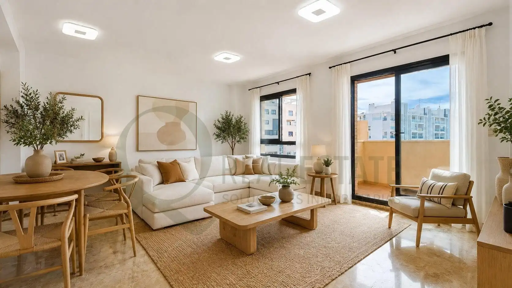 Wohnzimmer von Dachboden zum Verkauf in Alicante / Alacant mit Klimaanlage, Privatgarten und Terrasse