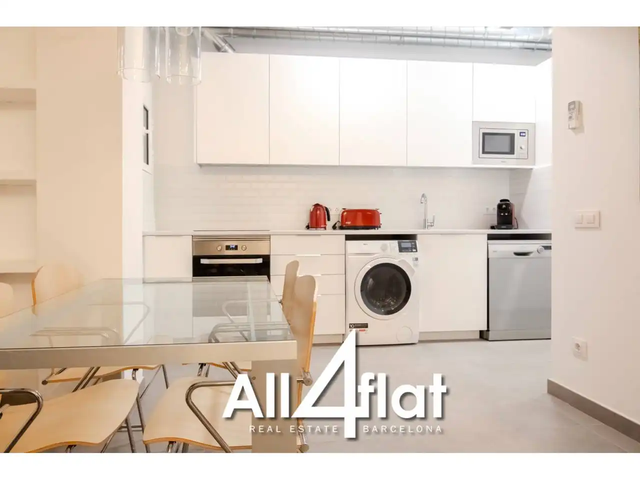 Küche von Wohnung zur Miete in Barcelona mit Klimaanlage, Heizung und Möbliert