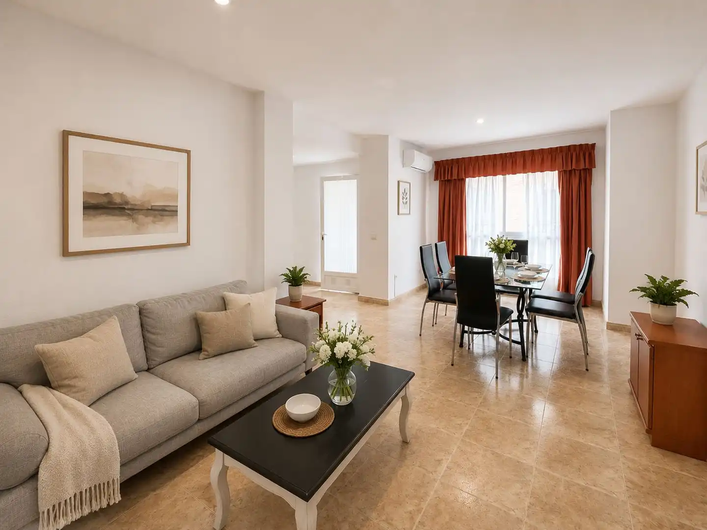 Sala de estar de Piso de alquiler en Calpe / Calp con Aire acondicionado, Amueblado y Se aceptan mascotas