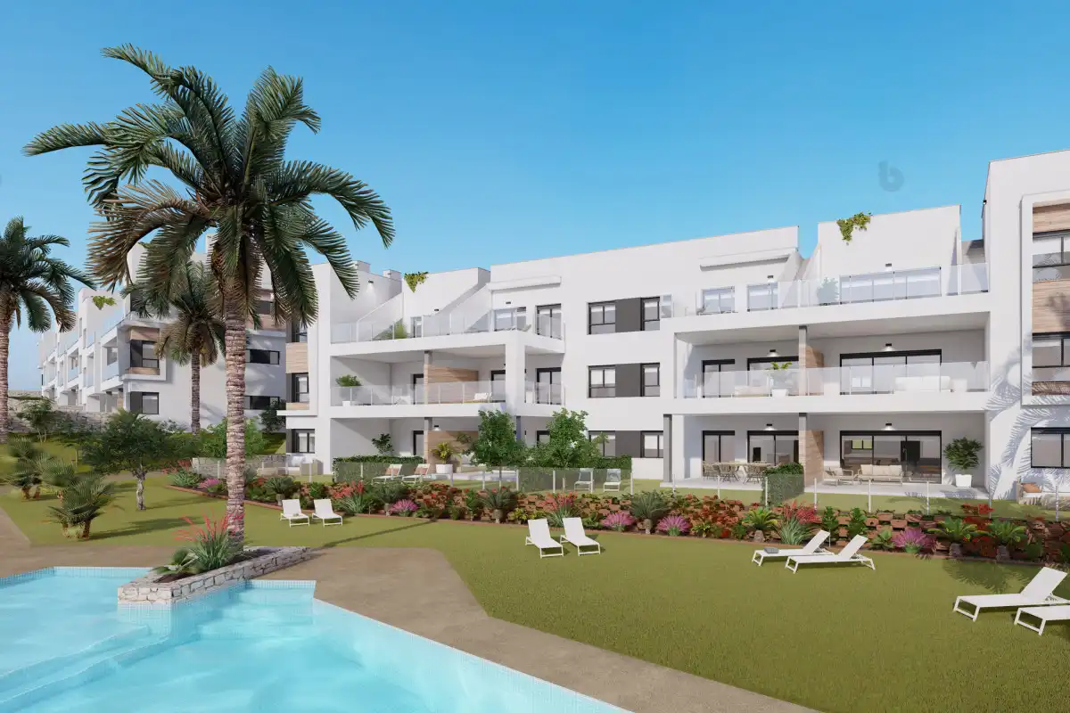 Außenansicht von Wohnung zum Verkauf in Pilar de la Horadada mit Klimaanlage, Privatgarten und Terrasse