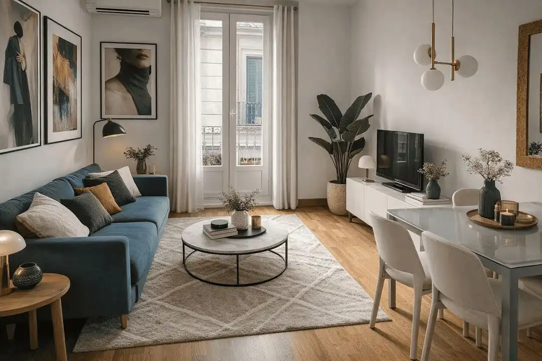 Sala de estar de Piso en venta en  Madrid Capital con Aire acondicionado, Calefacción y Amueblado