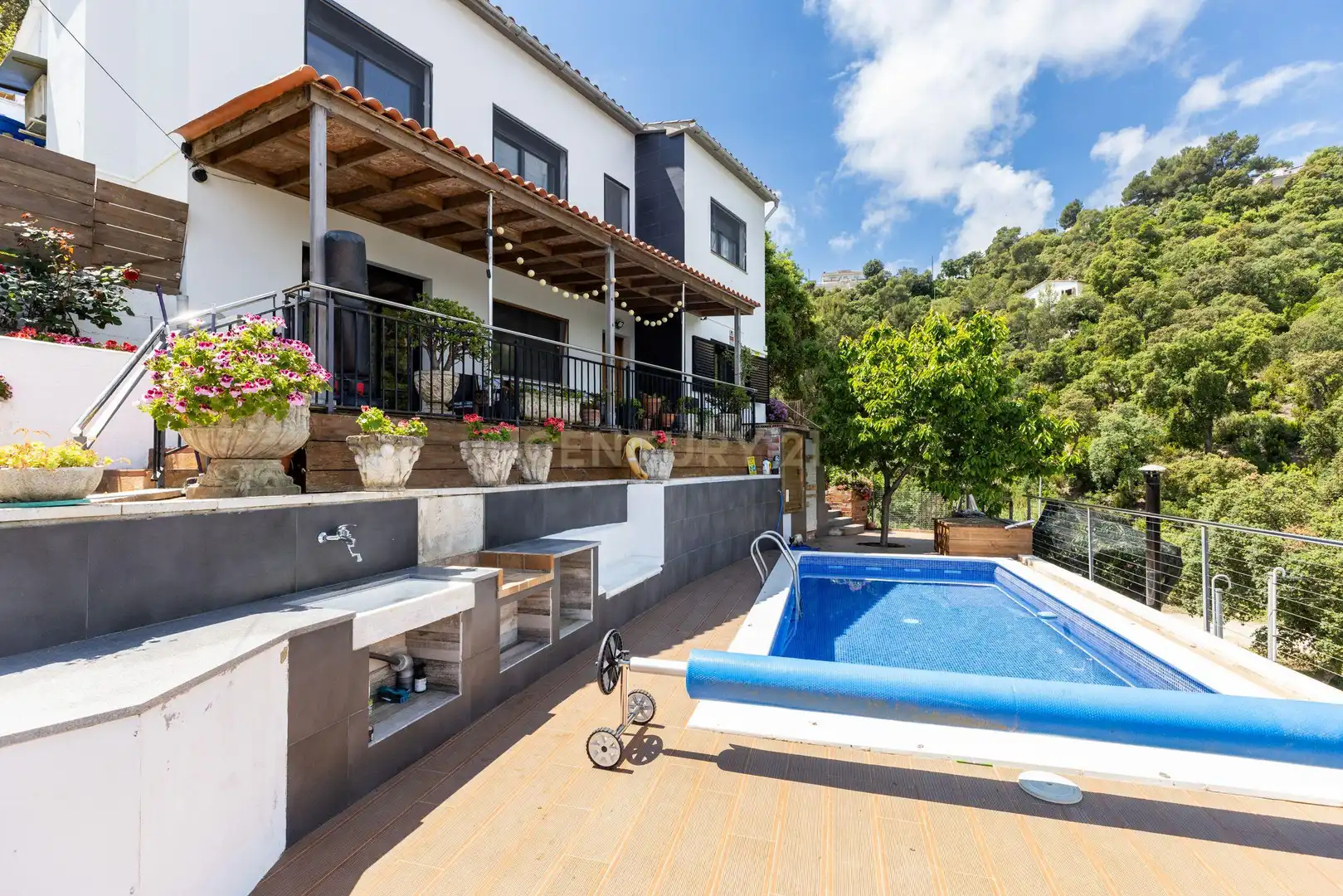 Vista exterior de Casa o chalet en venta en Palafolls con Aire acondicionado, Jardín privado y Piscina