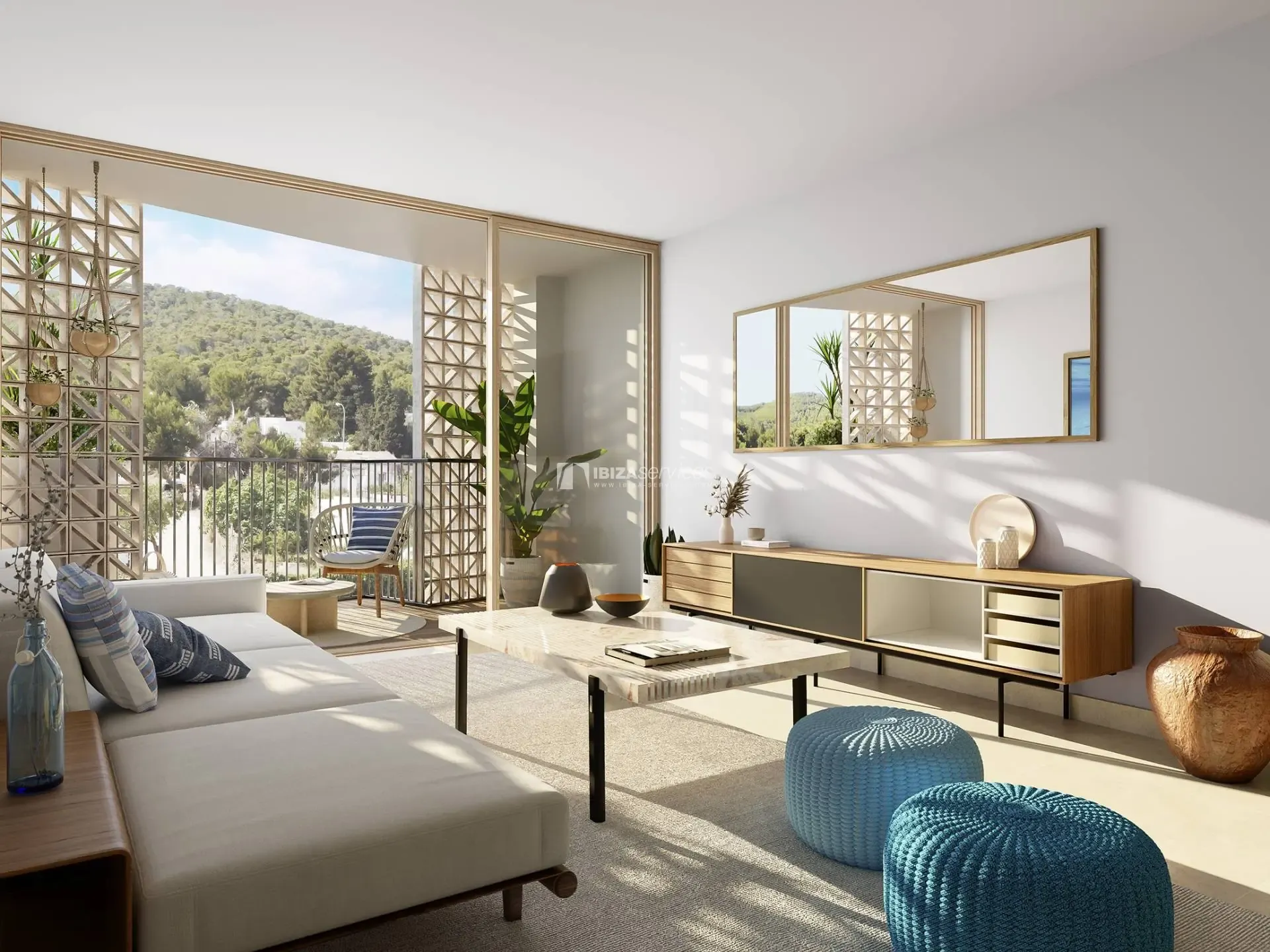 Living room of Flat for sale in Santa Eulària des Riu  with Air Conditioner, Private garden and Swimming Pool