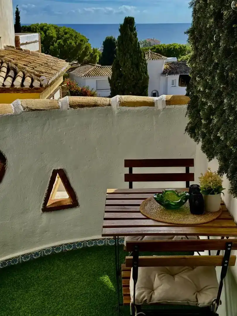 Terrassa de Dúplex de lloguer en Mijas amb Aire condicionat, Jardí privat i Piscina