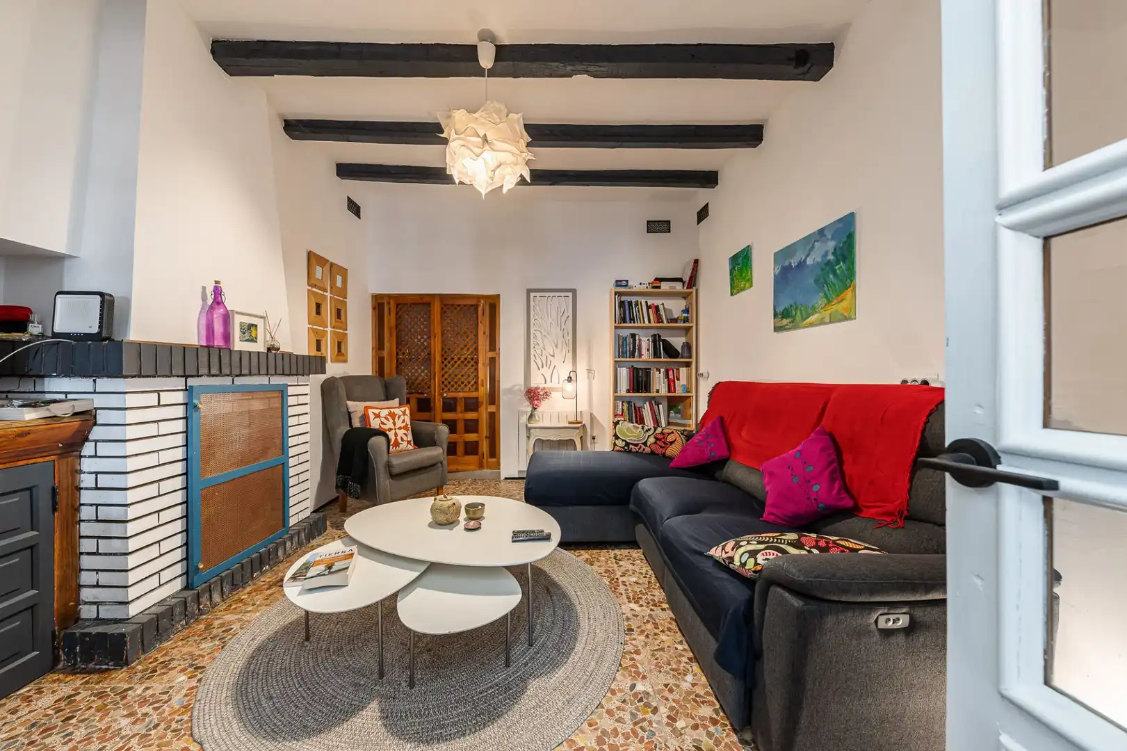 Wohnzimmer von Einfamilien-Reihenhaus zum Verkauf in Olmeda de las Fuentes mit Heizung und Terrasse