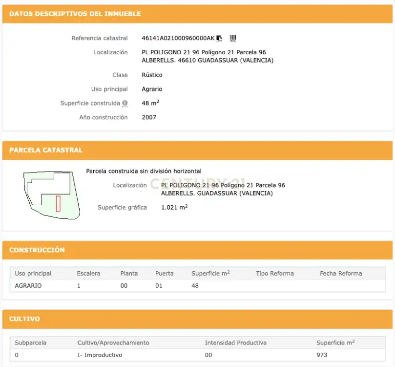 Jardín de Terreno en venta en Guadassuar