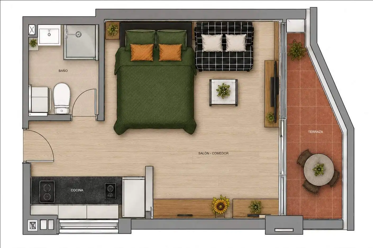 Mini appartamento con terrazza in vendita a Parque de la Paloma, imagen 34