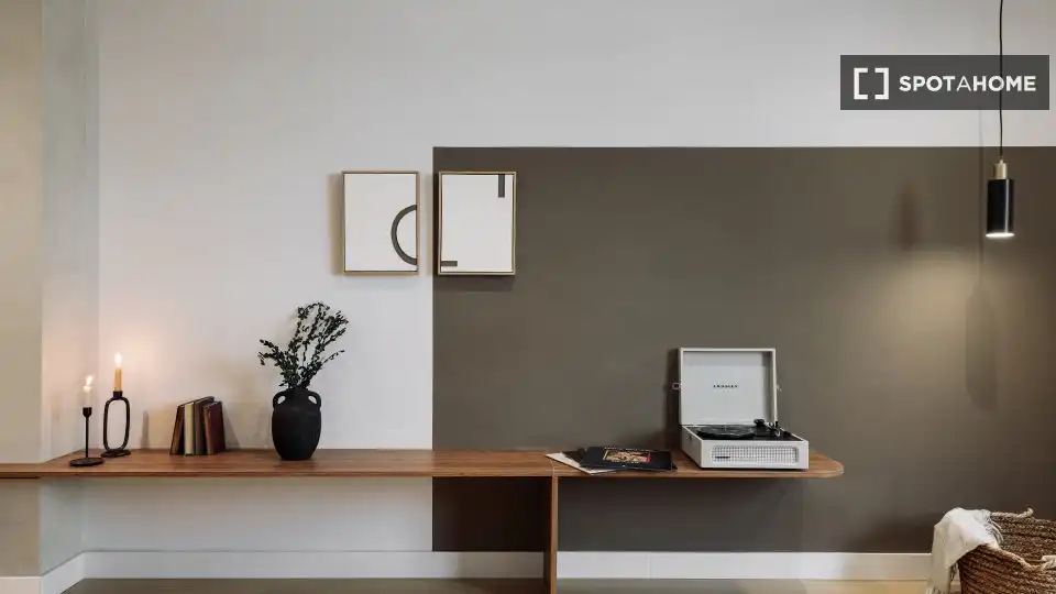 Sala d'estar de Apartament per a compartir en Barcelona amb Aire condicionat, Terrassa i Moblat