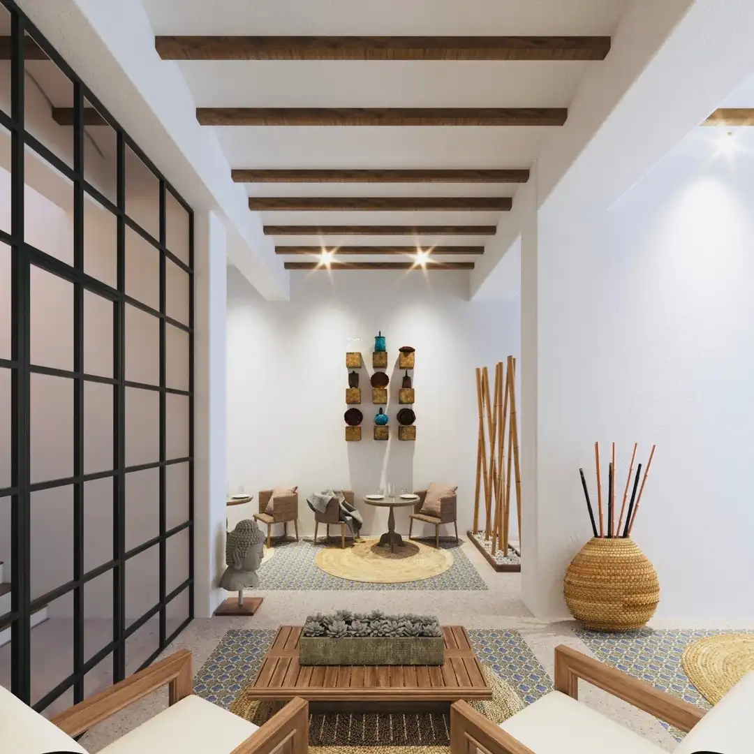 Sala de estar de Casa adosada en venta en Benissa con Jardín privado, Terraza y Trastero