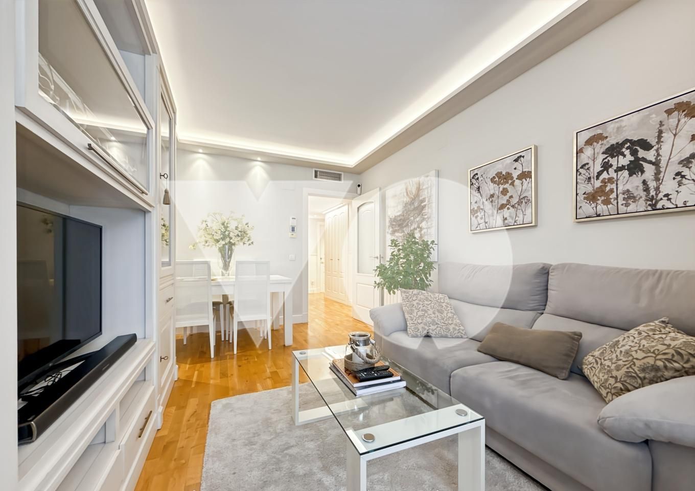 Sala d'estar de Pis en venda en  Madrid Capital amb Aire condicionat i Moblat