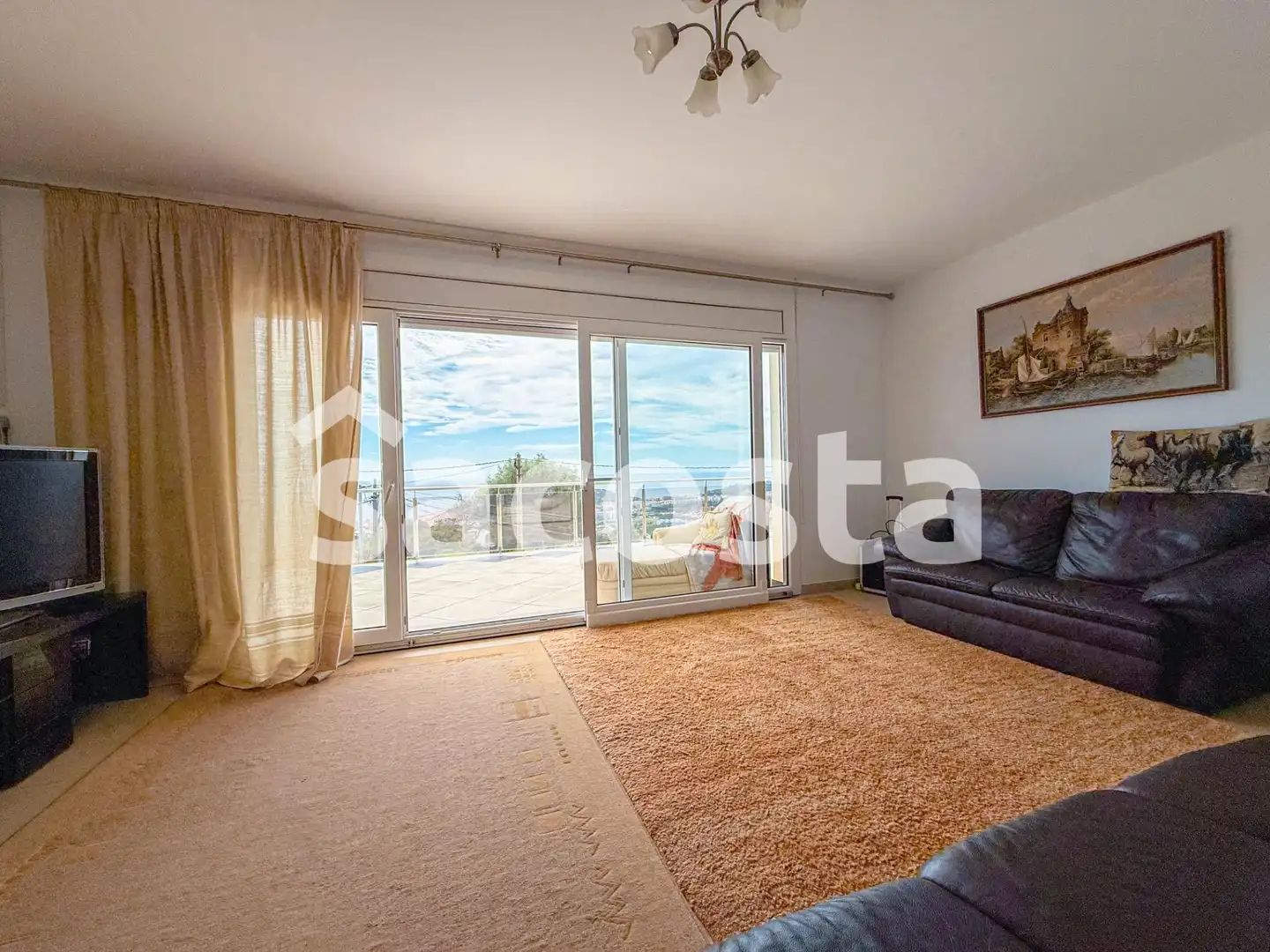 Wohnzimmer von Haus oder Chalet zum Verkauf in Lloret de Mar mit Klimaanlage, Heizung und Privatgarten