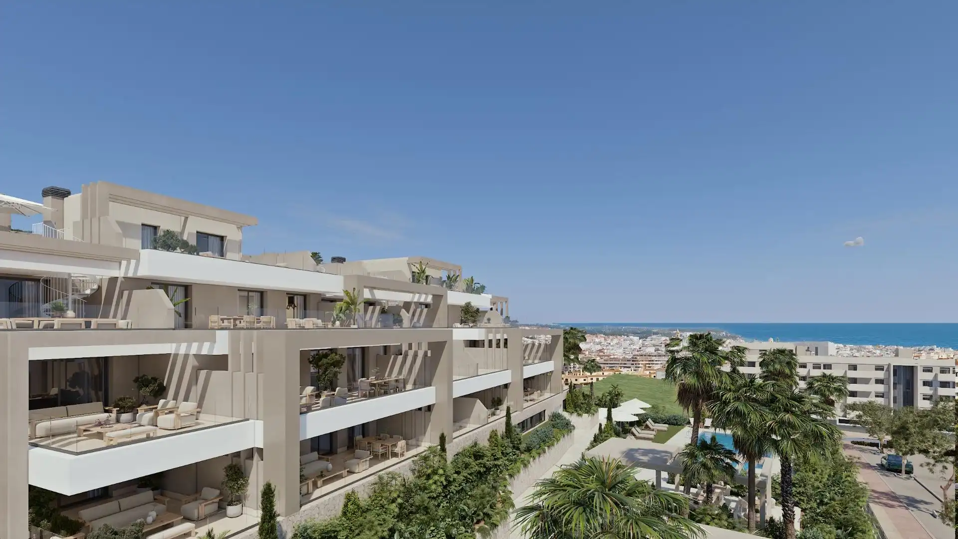 Vista exterior de Apartamento en venta en Estepona con Aire acondicionado, Jardín privado y Terraza
