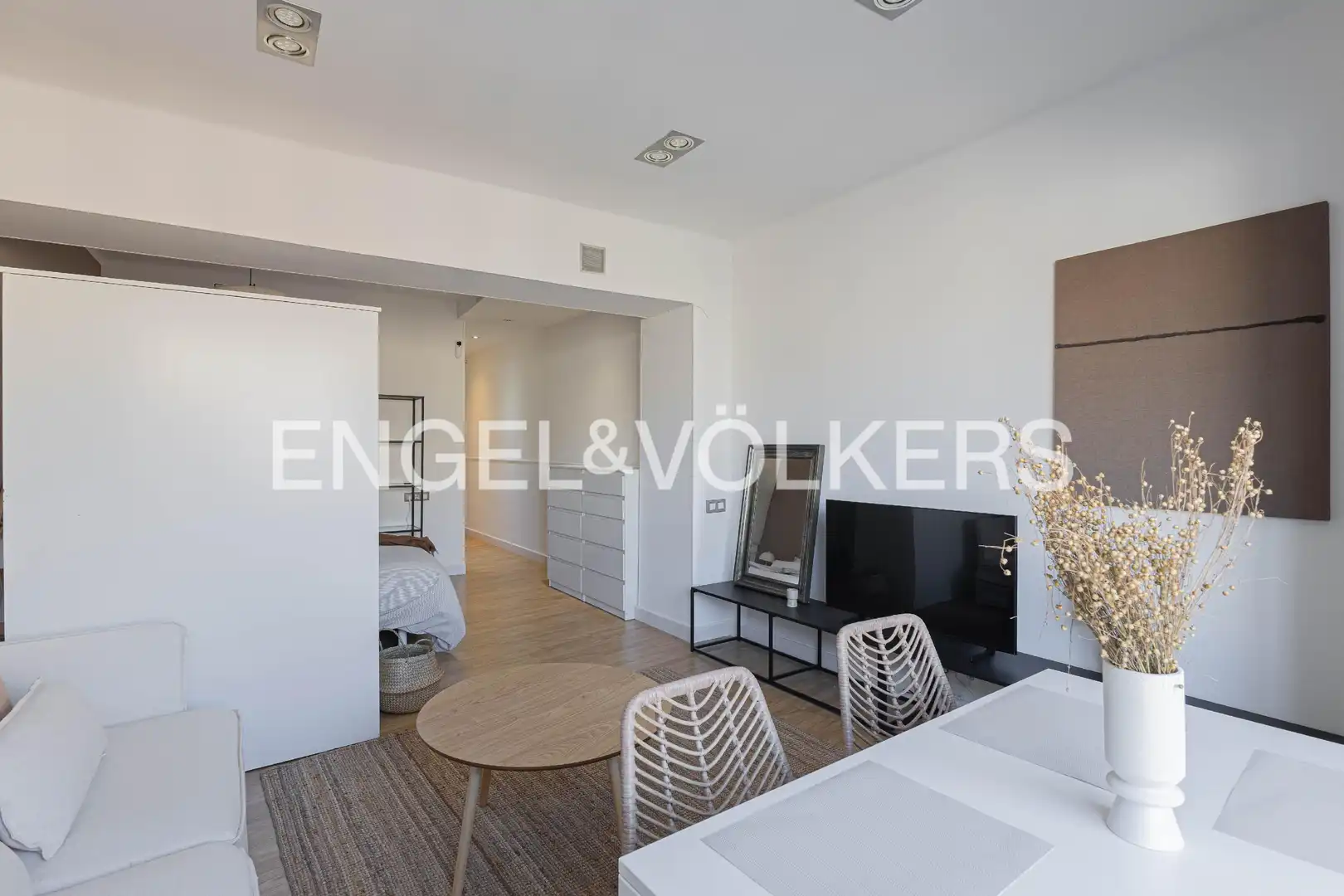 Sala d'estar de Estudi de lloguer en Barcelona amb Calefacció i Moblat