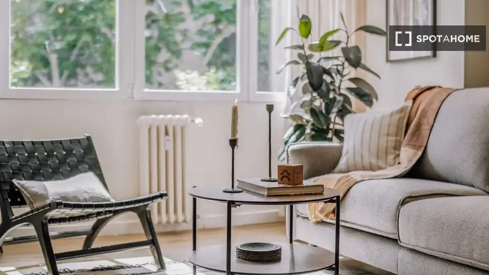 Living room of Flat for rent in Madrid  with Air Conditioner, Heating and Furnished