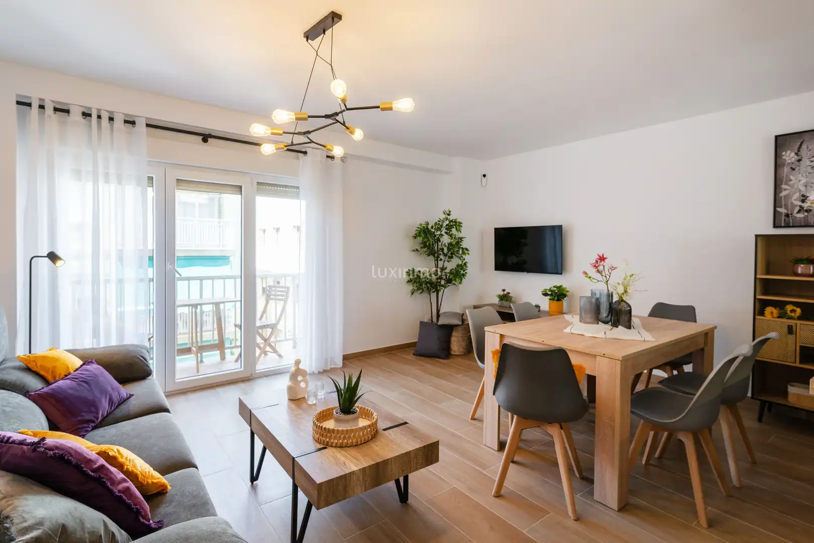 Wohnzimmer von Dachboden zum Verkauf in Jávea / Xàbia mit Klimaanlage, Abstellraum und Balkon